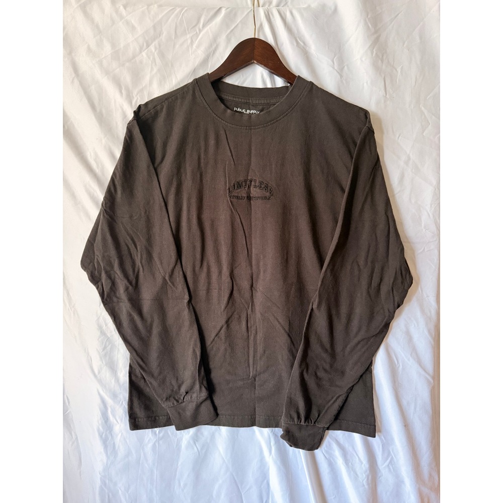 Public Supply NYC Limitless Long Sleeve T-Shirt Charcoal Black Mens Medium